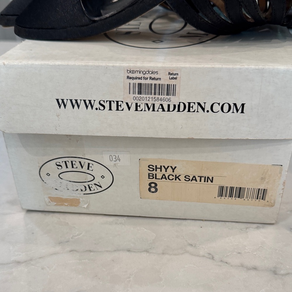 Steve Madden Black Satin Strappy Heels - Picture 6 of 6